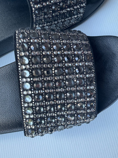 Skechers Cali Everyday Glam Black diamanté Slides US 10 New without Box RRP $80
