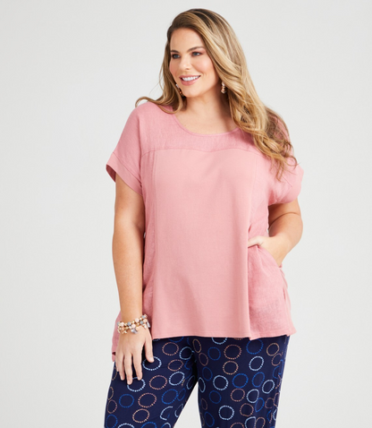 Taking Shape Cotton Breezy Days Panel Top  Plus Size 14 RRP $130 New
