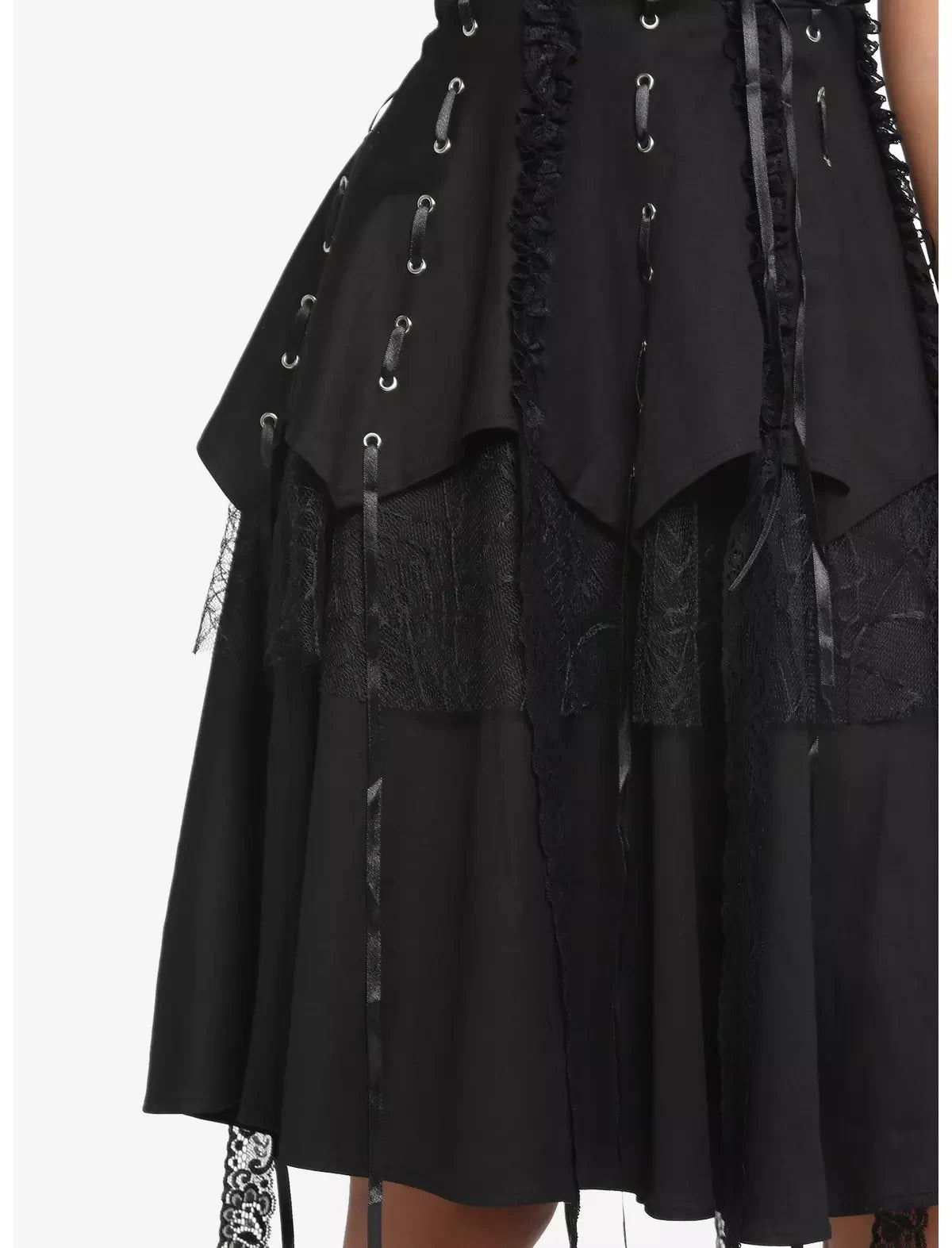 Hearts & Roses London Black Gothic Tiered Halter Dress 14 As New