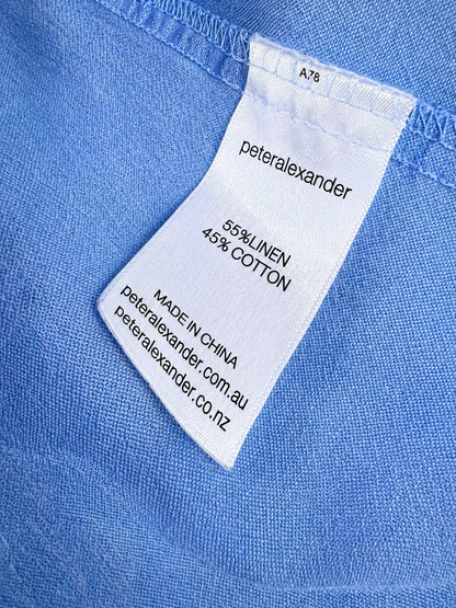 Peter Alexander Light Blue Linen Cotton Pyjama Set Womens Size 2+ (22-24) As New