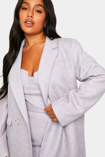 Boohoo Plus Boucle Blazer (22) & Skirt (20) Set Mint Green RRP $182 NEW