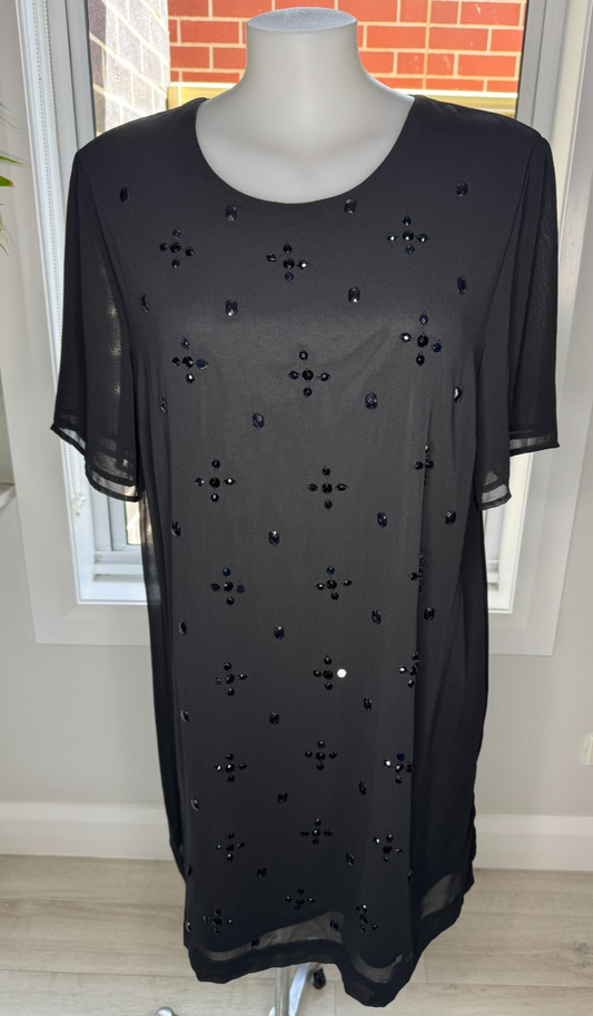 MySize Black Beaded Dress – Plus Size Evening Cocktail Plus Size S 16 RRP $130