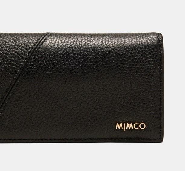 Mimco Black Leather Drift Large Zip Wallet As New rrp $199 Genuine Leather