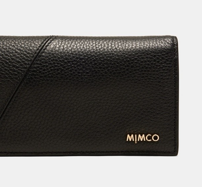 Mimco Black Leather Drift Large Zip Wallet As New rrp $199 Genuine Leather