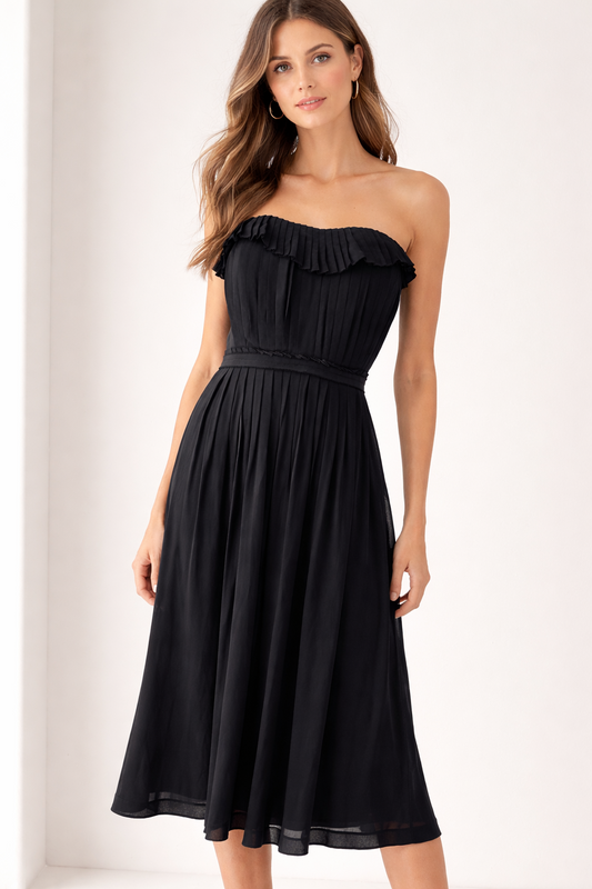 Country Road Black Pure Silk Strapless Cocktail Dress – Size 14 – 🖤 Elegant 🖤