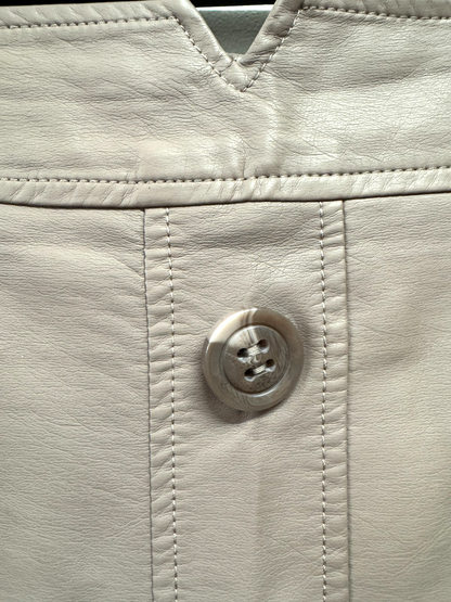 City Chic Skirt Plus Size XL 22 Tan Faux Leather Button Front Fully Lined As New