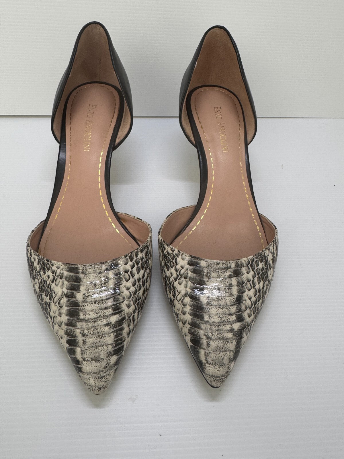 ENZO ANGIOLINI Eagabrino Black & White Pointed Toe High Heels Leather worn once