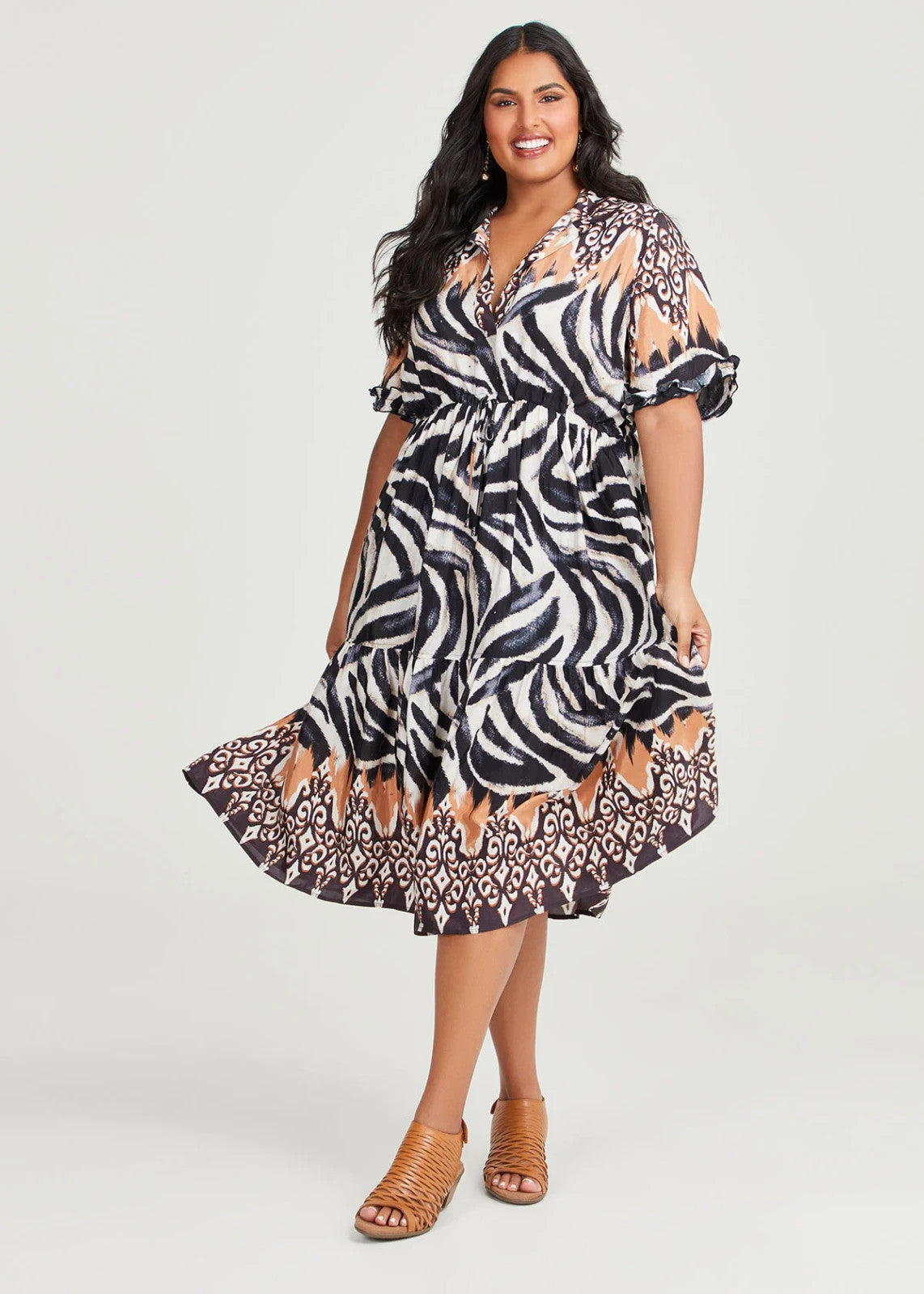 TS Taking Shape "Wild Ways" Natural Tier Midi Dress Size 24 🖤 RRP $189.99 🖤
