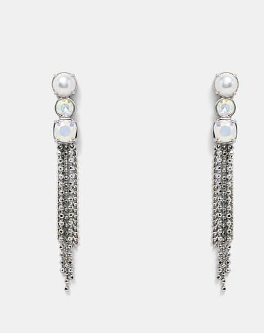 MIMCO City Scape Drop Earrings Silver  RRP $99 Genuine New + Dust Bag
