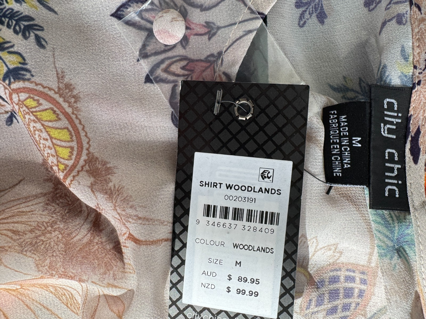 🌿 City Chic Botanical Blouse Plus Size M 18 HiLow Hem Cuffed Sleeve RRP $70 New