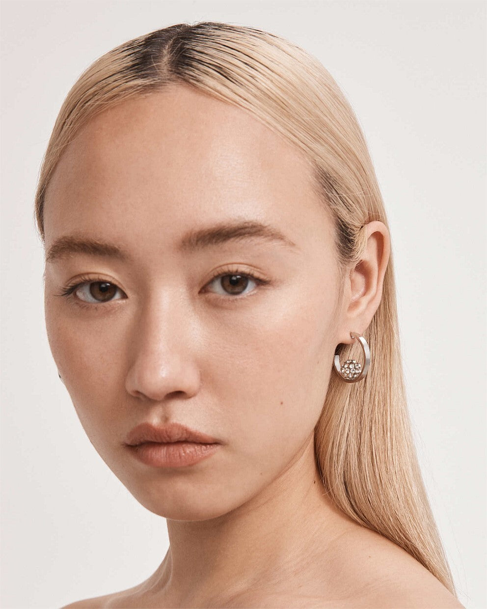Mimco New Genuine Carnaby Hoop Silver Stud Earrings + Dust Bag RRP $89.90