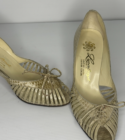 Lucalsax Beige Snakeskin slip on Vintage 60s 70s  RARE FIND, size 8.5 Leather