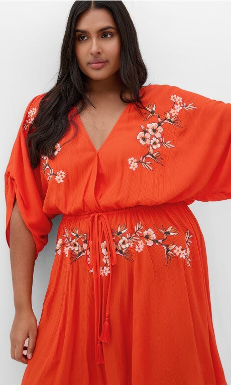 City Chic Seville Tunic Dress - tiger lily Plus Size L - 20 RRP $90