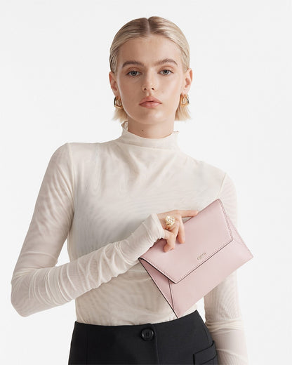 Mimco DRIFT Luxe Smooth Leather Envelope POUCH in Blush Pink by MIMCO RRP $100