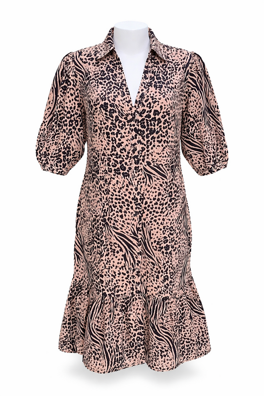 City Chic Refinity Shirt Dress Animal Print Size 22 XL Plus Button Front as New