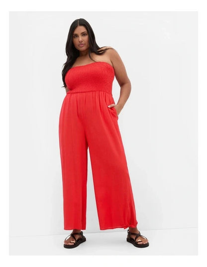 City Chic Ally Strapless Jumpsuit - Tiger Lilly -Plus size 26 New RRP $120