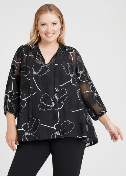Taking Shape Midnight Poppy Chiffon Top Plus Size 14 New RRP 159