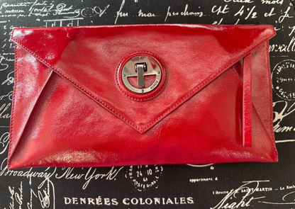 MIMCO 🌟Vintage🌟 Molter Envelope Turnlock Clutch in Patent Leather in Scarlet
