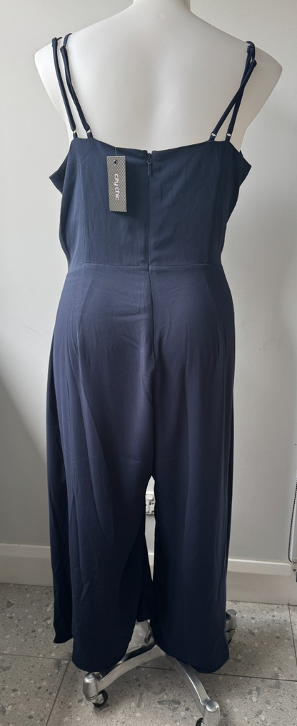 City Chic Navy Jumpsuit with Skirt Overlay Wide Leg Plus Size 20 New 🖤 RRP $150