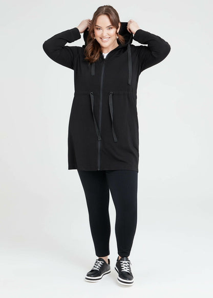 Taking Shape Bamboo Ponte Hooded Long Jacket PLUS SIZE S (14-16) New RRP $170