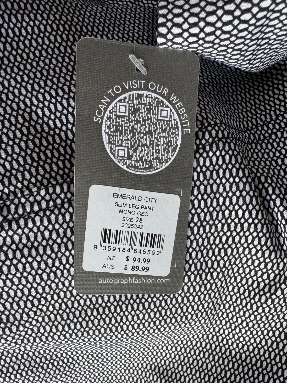 Autograph Black & White Pants Size 28 Full Length Stretch Plus NWT RRP $100