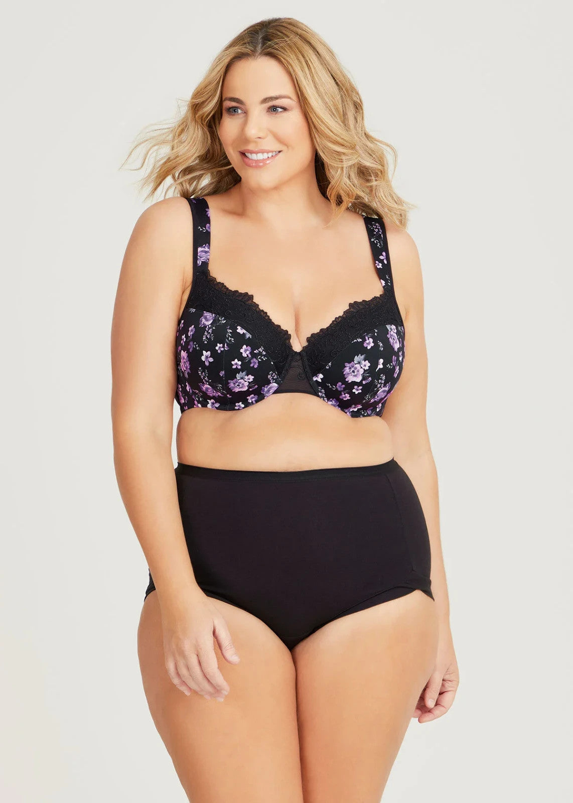 TS Taking Shape Lace Trim Underwire Bra in Purple Floral T-shirt Bra 16D New