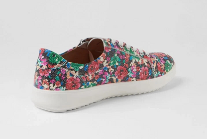 Diana Ferrari Zarina Bright Paint Floral Leather Sneakers New Size 40 RRP $170