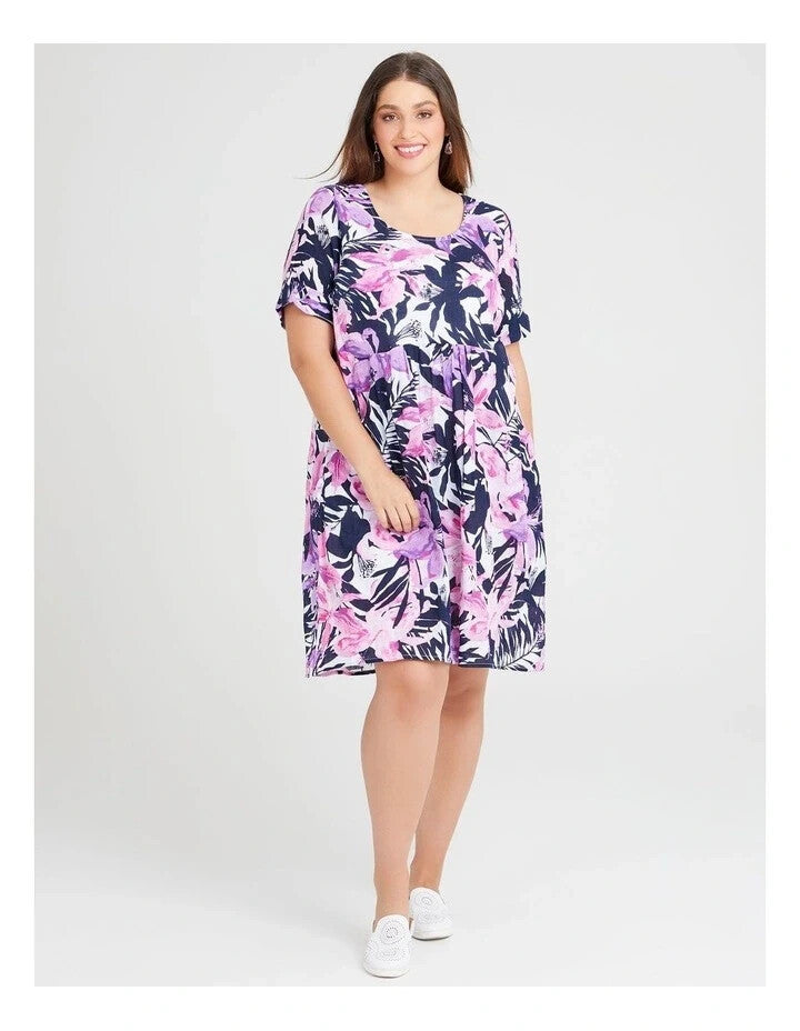 Taking Shape Cotton Tropical Pocket Dress Print Size 12 (Plus) RRP $129.95 NWT