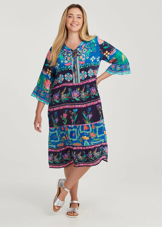Taking Shape Floral Tiered Dress Multi Size 24 RRP $180  🌸 New with Tags
