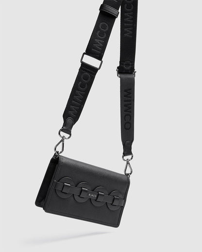 MIMCO Stripe Webbing Shoulder Bag Strap HANDBAG BAG CLUTCH POUCH Black ⭐RRP $60⭐