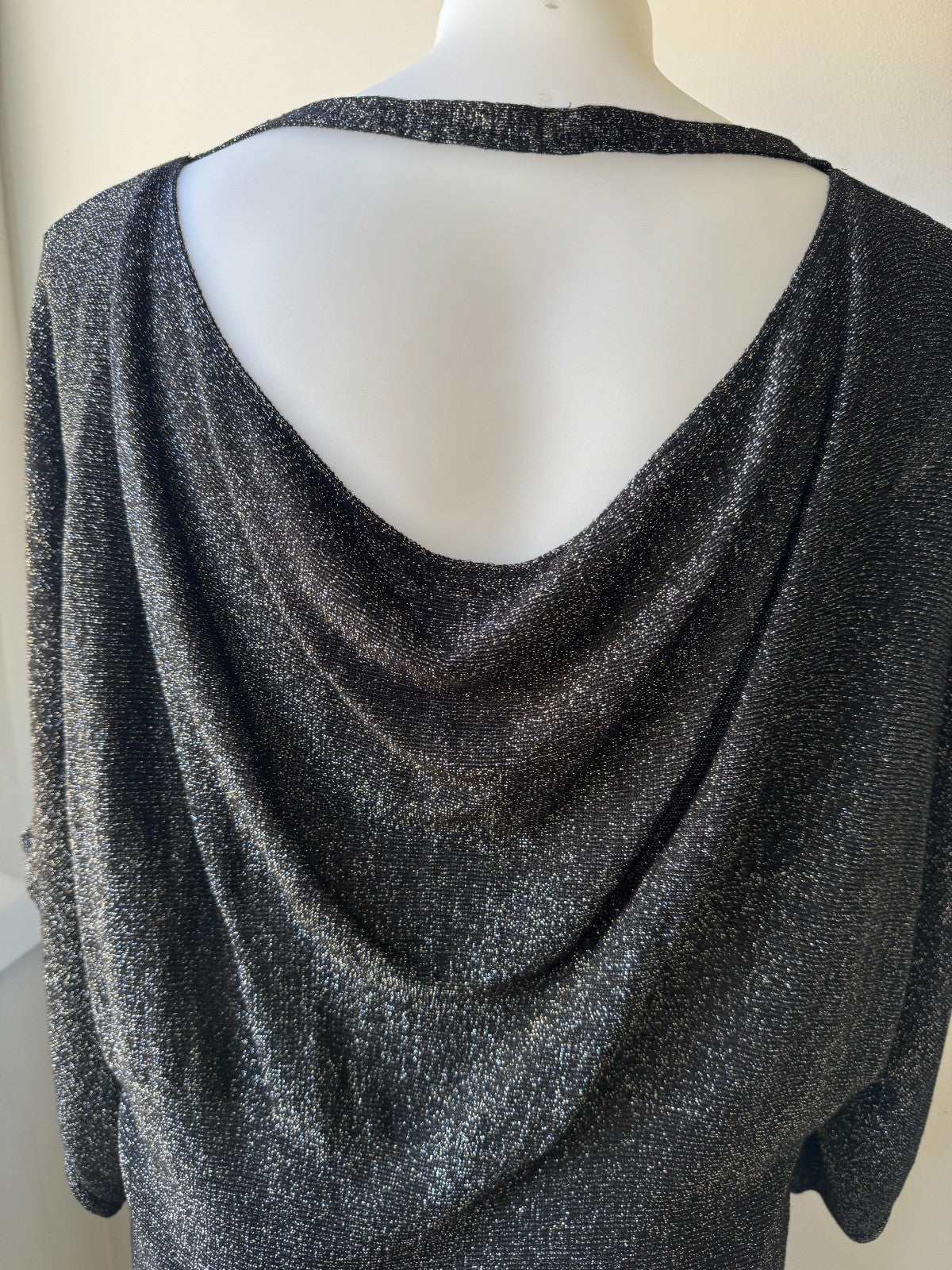 City Chic Black/Silver  Metallic Lurex Knit Top/Dress Size XL 22 Shimmer Party