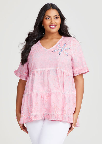 Taking Shape Cotton Pigment Foil Beaded Top Plus Size 20 New with Tag RRP $140