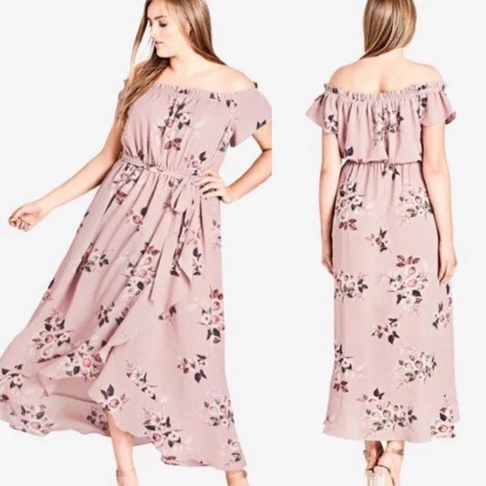 City Chic Rose Play Maxi Dress Plus Size Large/20 As New, worn once RRP $150