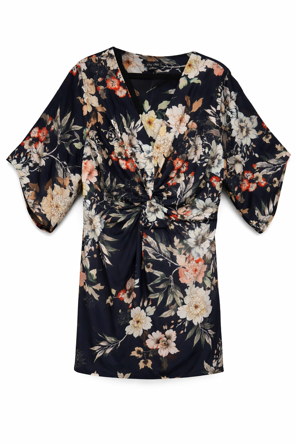 City Chic Plus Size L (20) Floral Print Twist Front Blouse Top V-Neck 🌸