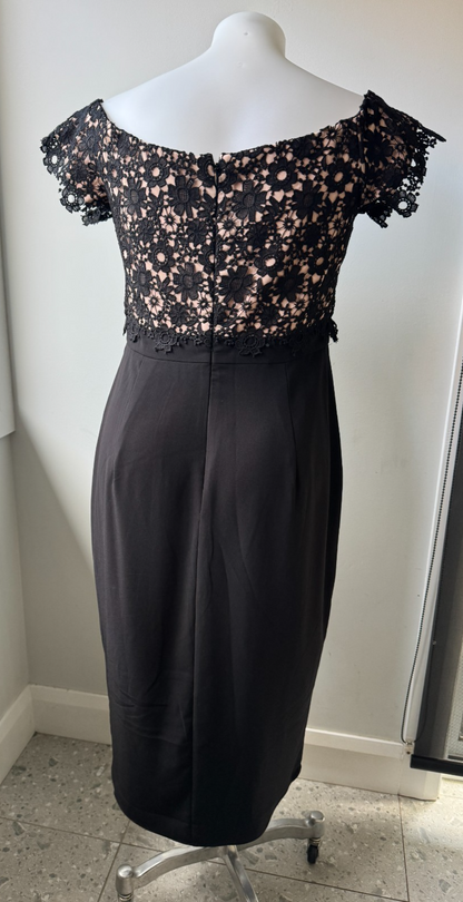 City Chic Lace Glamour Midi Dress - black as New - Plus Size 16 -  RRP $200