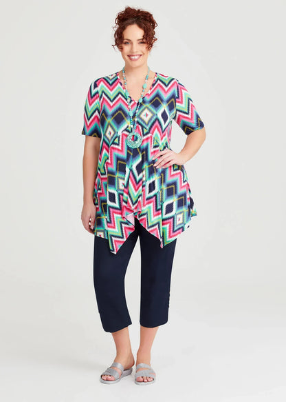 Taking Shape TS Multicoloured V Neck Tunic Top Plus Size 14 New RRP $120