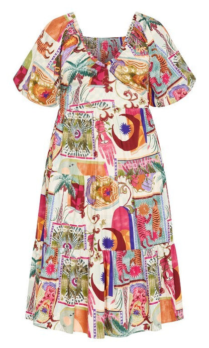 City Chic Simona Print Cotton Dress Size 20 L As New Stunning  ⭐RRP $160 ⭐