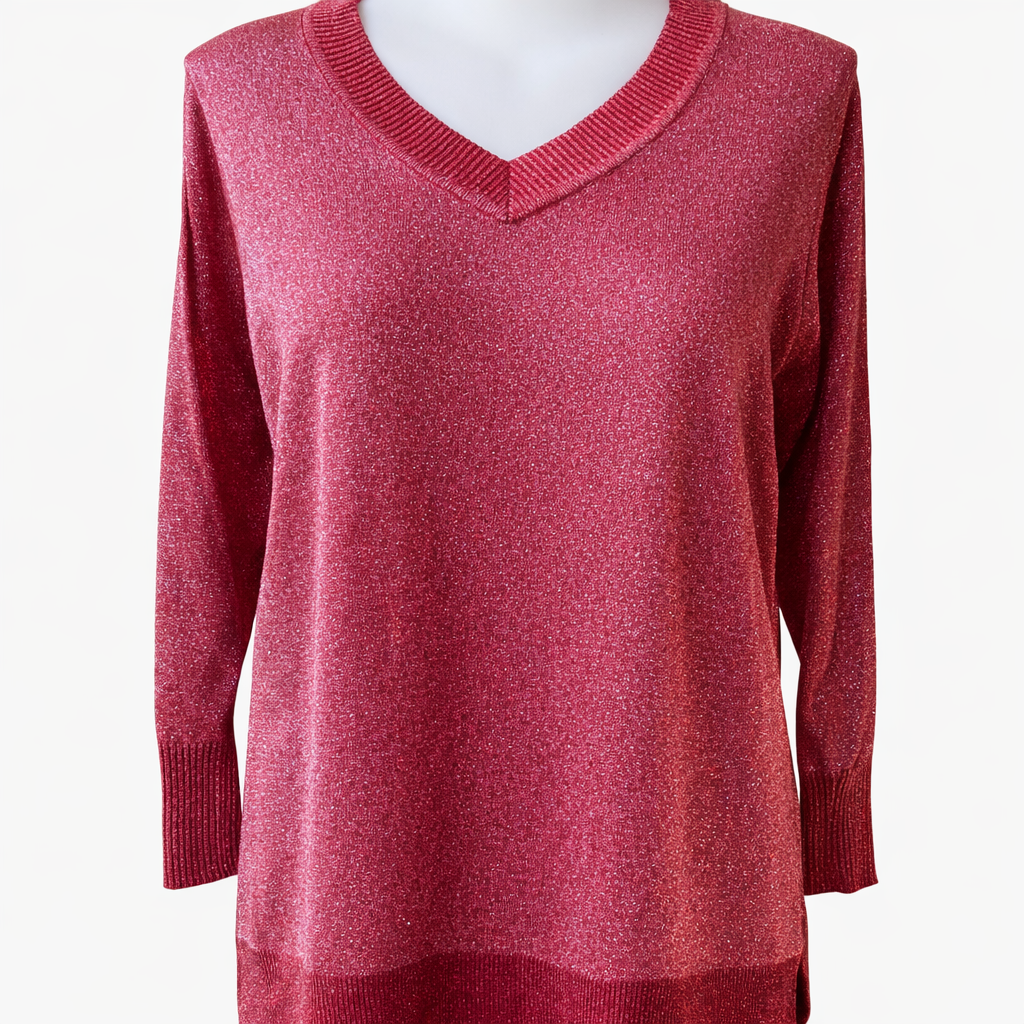 BEME Lurex Long Sleeve Knit Top Plus Size 20 (L) Red New RRP $95 🌟 Stunning🌟