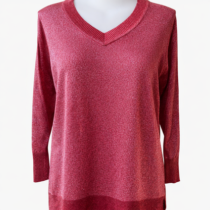 BEME Lurex Long Sleeve Knit Top Plus Size 20 (L) Red New RRP $95 🌟 Stunning🌟