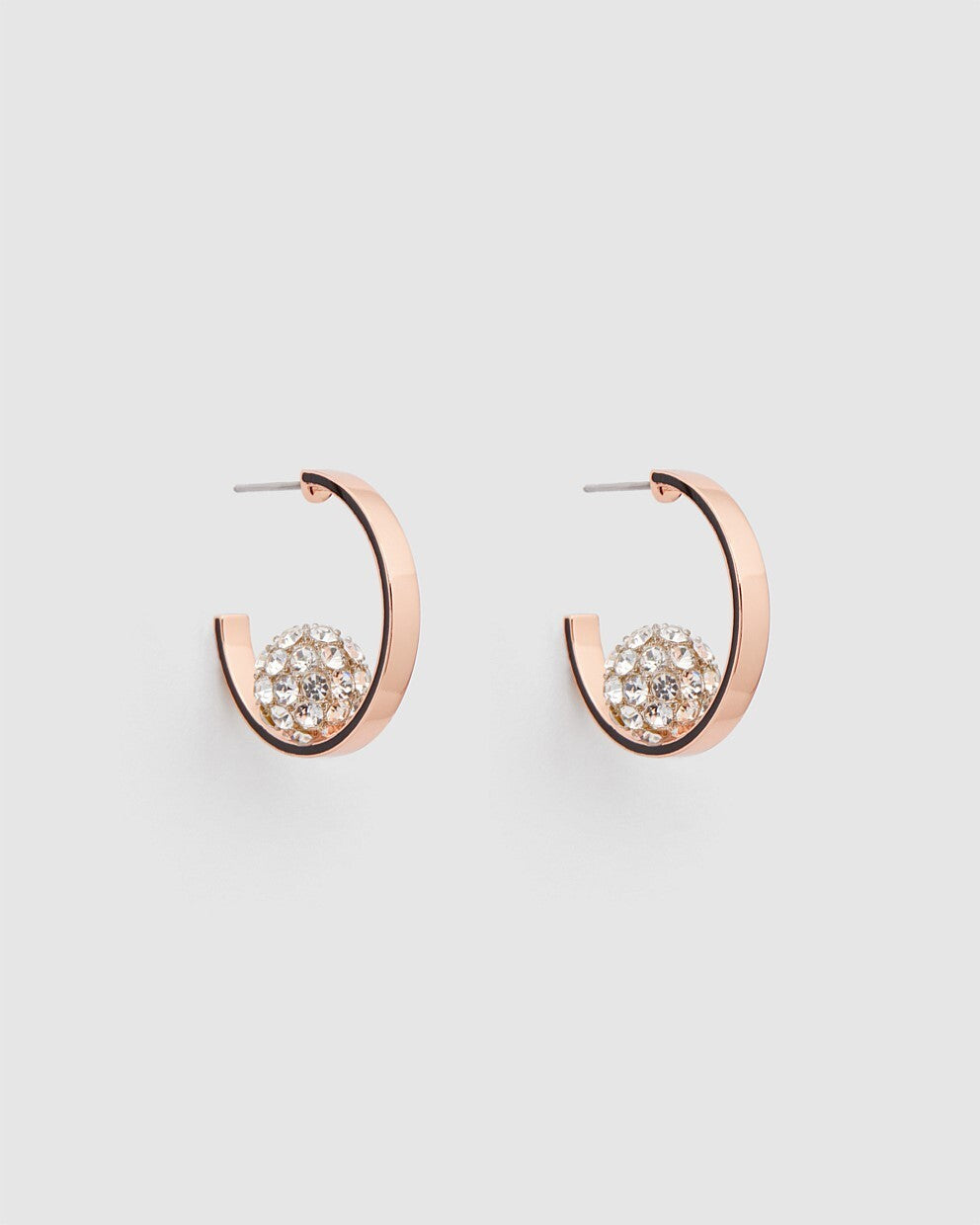Mimco New Genuine Carnaby Hoop Rose Gold & Black Earrings + Dust Bag RRP $89.90