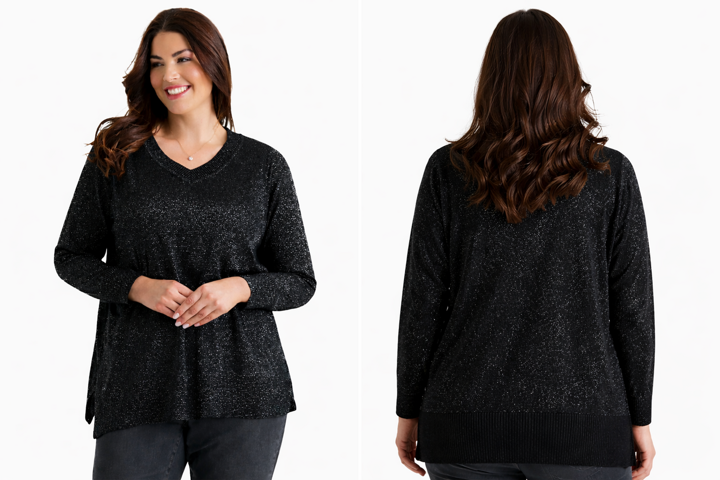 BEME Lurex Long Sleeve Knit Top Plus Size 20 (L) Black New RRP $95 🌟 Stunning🌟
