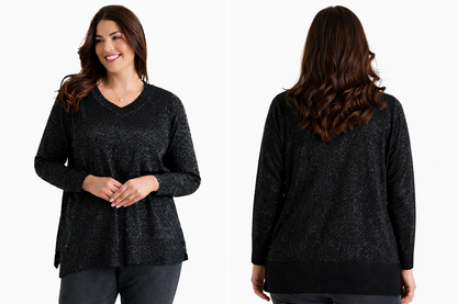 BEME Lurex Long Sleeve Knit Top Plus Size 20 (L) Black New RRP $95 🌟 Stunning🌟