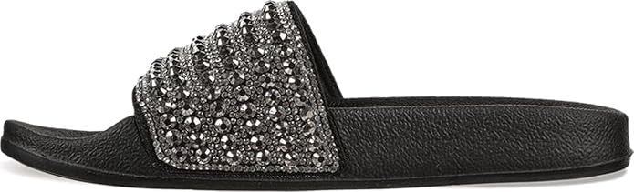 Skechers Cali Everyday Glam Black diamanté Slides US 10 New without Box RRP $80