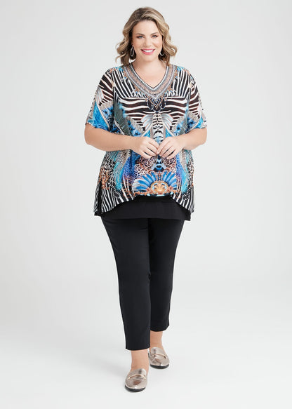 Taking Shape Natural Blues V-neck Kaftan Plus Size 14 New RRP 149
