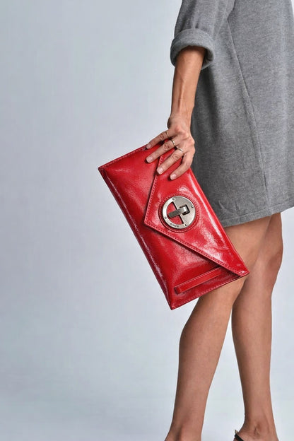 MIMCO 🌟Vintage🌟 Molter Envelope Turnlock Clutch in Patent Leather in Scarlet