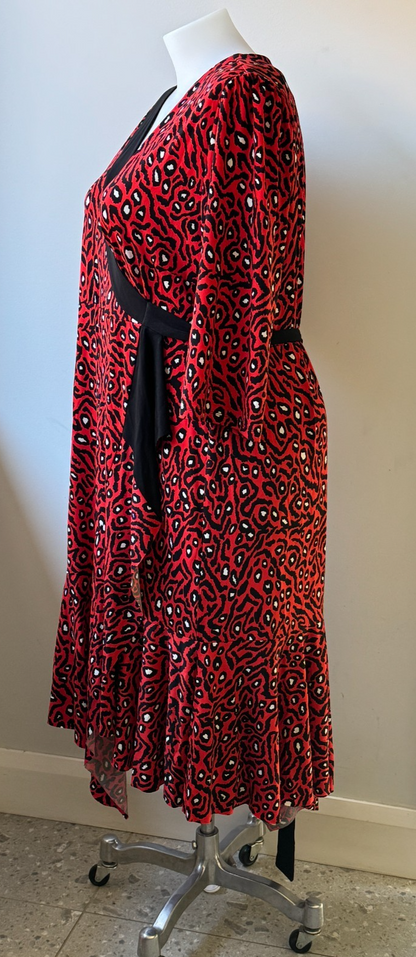 TAKING SHAPE Womens Animal Print Wrap Dress Red & Black Size 24🖤❤️RRP $170🖤❤️