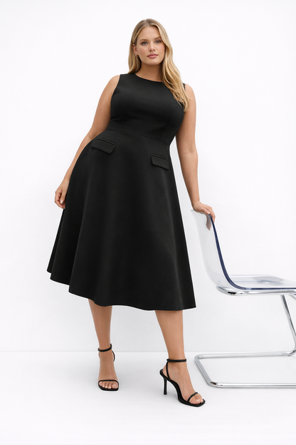 City Chic Dynamic Skater Midi Dress - Black Plus size L 20 New RRP $150 Stunning