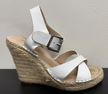 MIMCO Leather Flatform Wedge Heels Sandals - White - EU 40 / AU 9