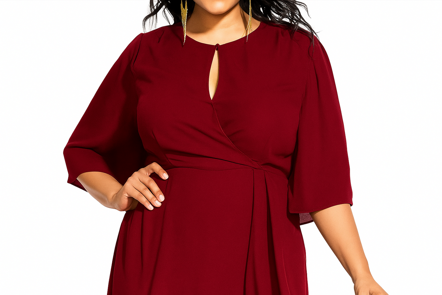 🌹 City Chic Women’s Jolie Wrap Dress – Wine – Size S Plus 16 RRP: $120 NEW