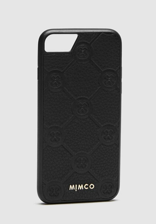 MIMCO Mim-Gram Phone Case For Iphone SE-8-7-6s-6- Black Leather RRP $99 New